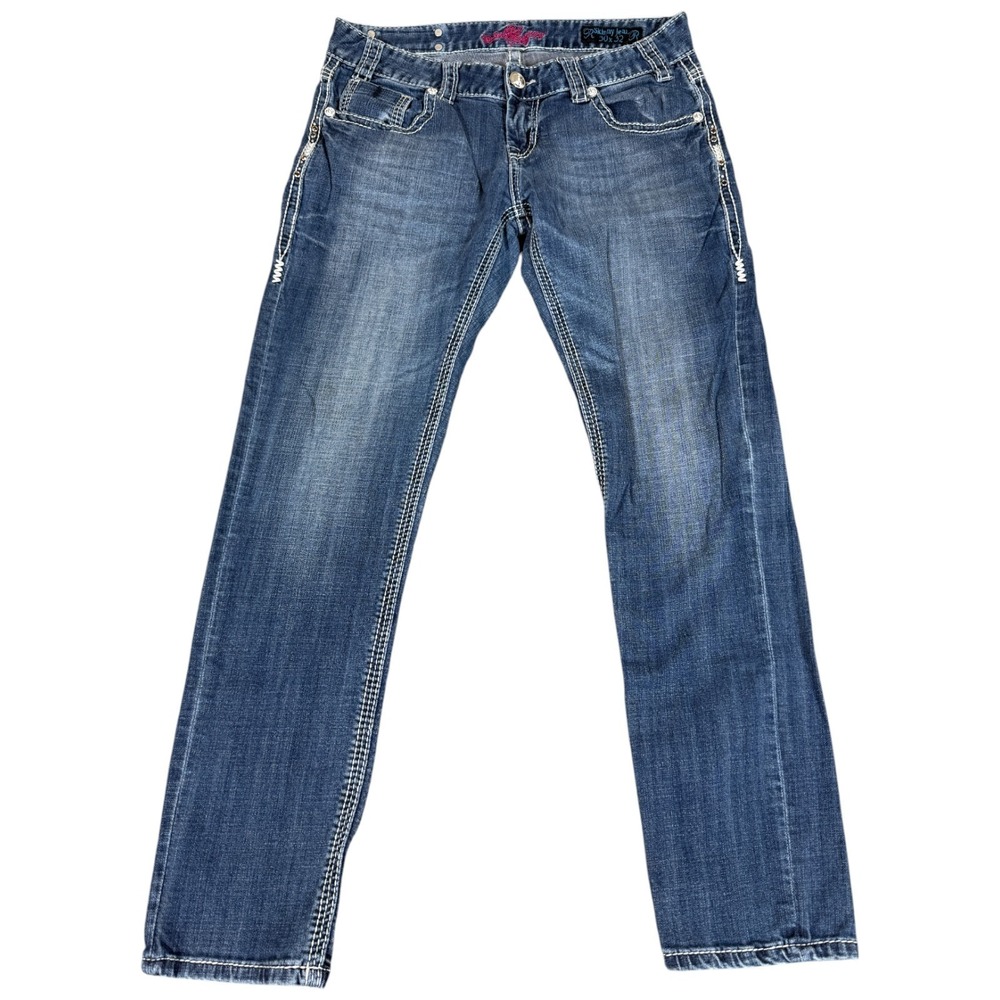Rock & Roll Cowgirl Skinny Jeans‎ Womens 30x32 (32x32) Blue Stretch Medium Wash